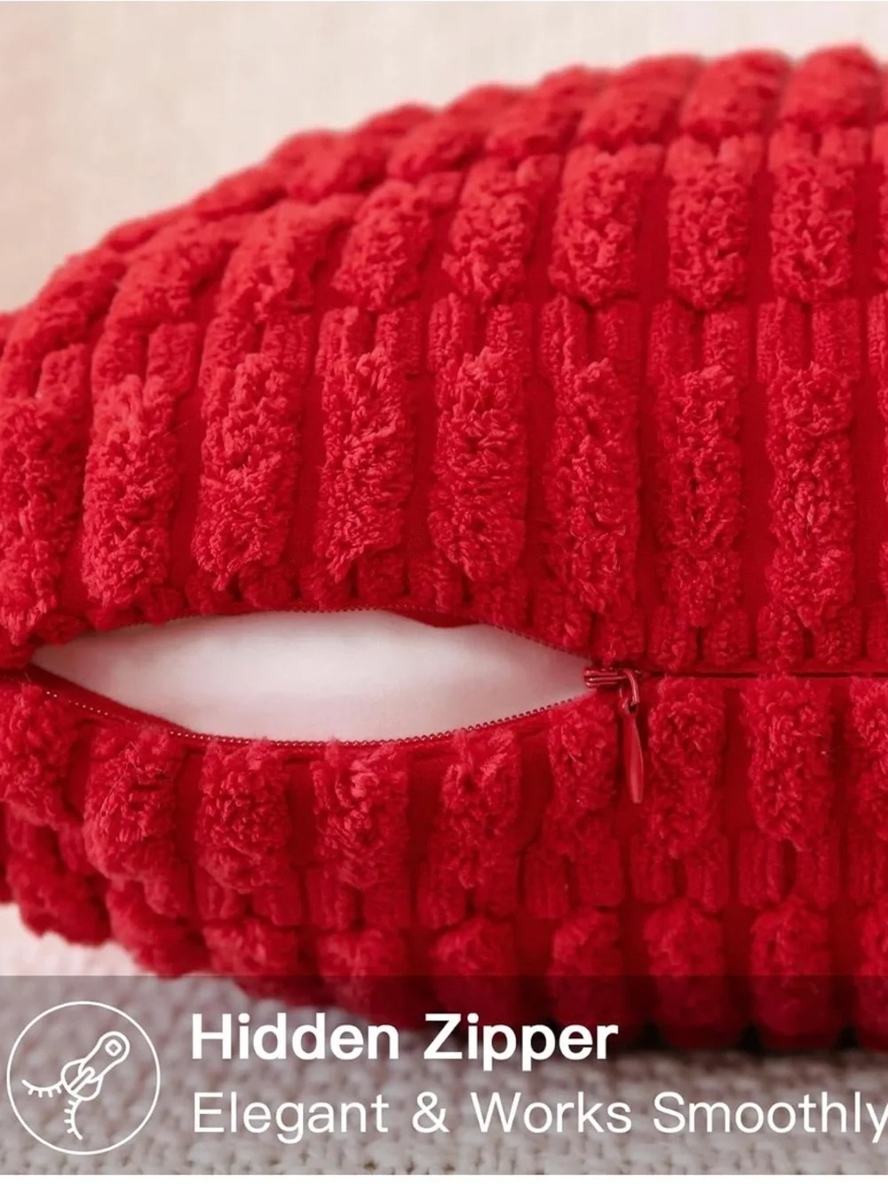 Red Cozy Textured Throw Pillow - Home Holiday